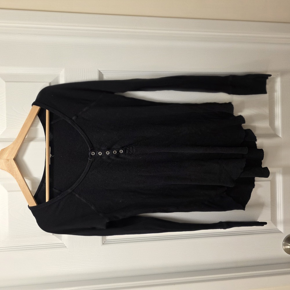 Truly Madly Deeply Long-sleeve Waffle-knit Raw Edge Top